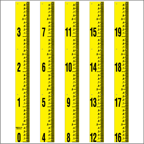 Staff Gauge - Hundredths of Foot Surveyor Style - 5 Inch Wide - HFSS image 0