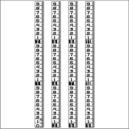 Superior Staff Gauge - Hundredths of Foot - 2.5 Inch Wide - SSGST - 0FT to 12FT (144") - 4 Pieces image