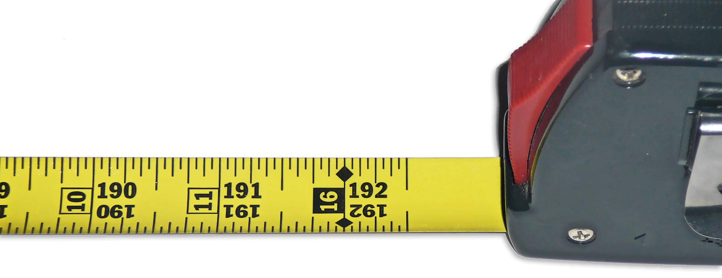 Measuring Tape – 3/4 Inch Wide X 16 Foot Long – Dual Directional – Power Return – Fractional – 1/16” Grads