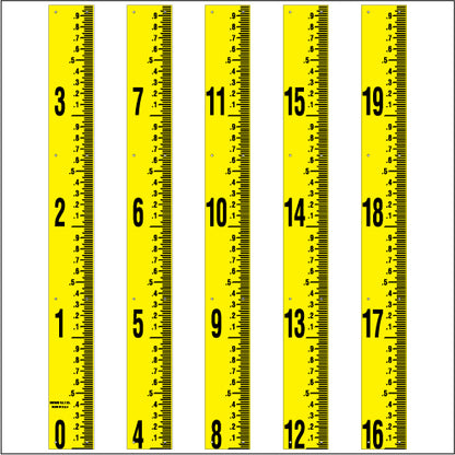 Staff Gauge - Hundredths of Foot Surveyor Style - 5 Inch Wide - HFSS image