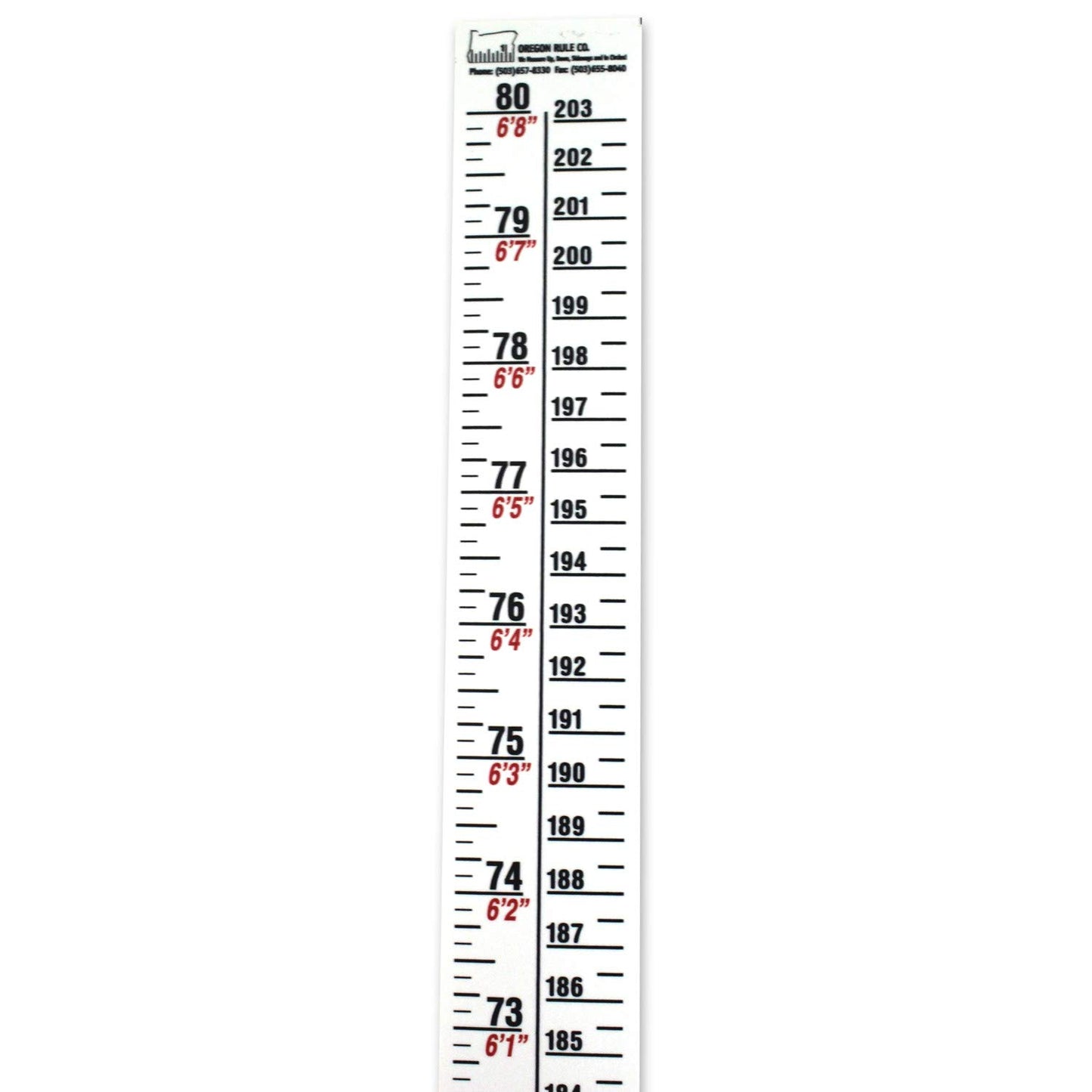 Security Height Rule – Adhesive - Fractional/Metric – 80 Inch/203 Centimeter Long