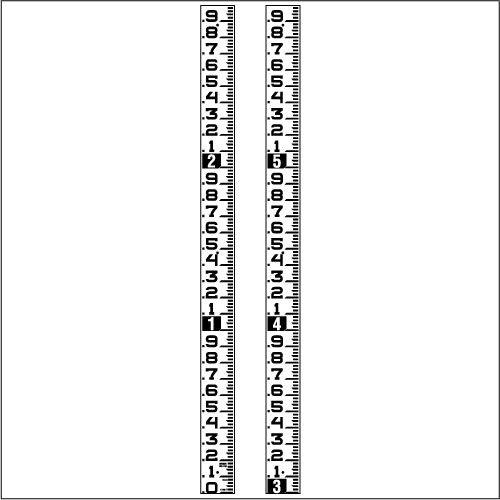 Superior Staff Gauge - Hundredths of Foot - 2.5 Inch Wide - SSGST - 0FT to 6FT (72") - 2 Pieces image