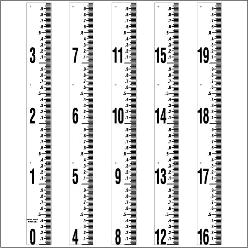 Staff Gauge - Hundredths of Foot Surveyor Style - 5 Inch Wide - HFSS image