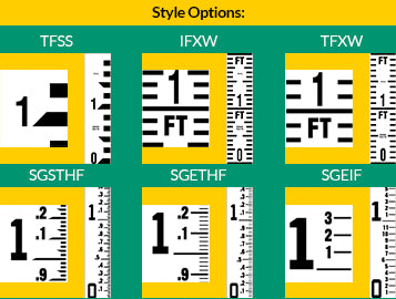 Staff Gauge - Inch and Foot Engineer Style - 5 Inch Wide - IFXW