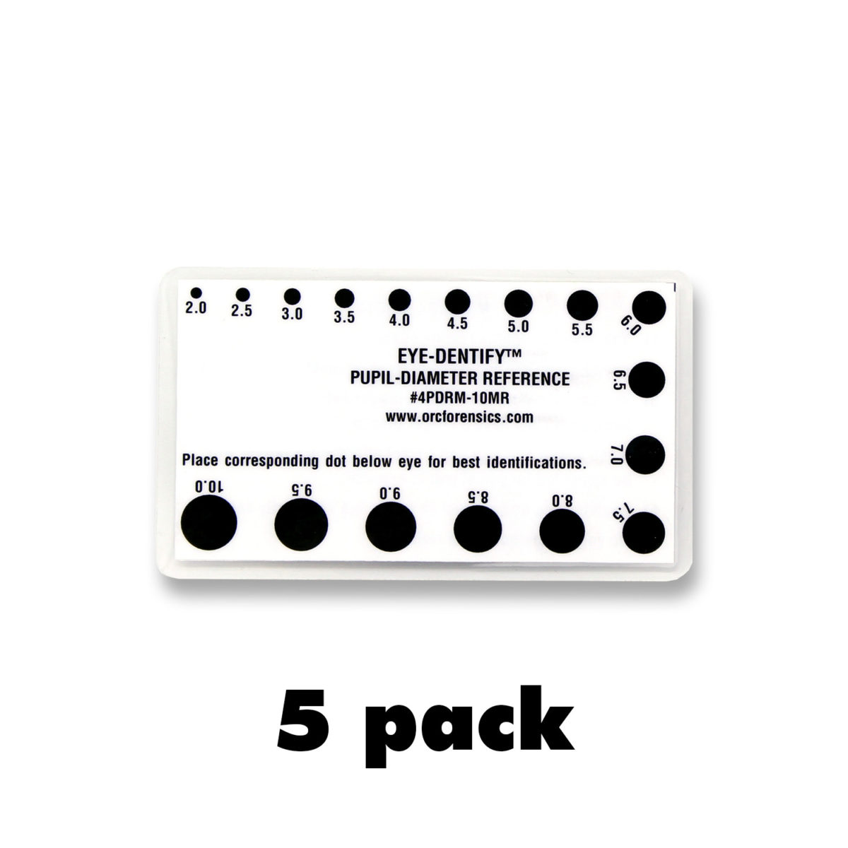 Eye Pupil Size Cards Pupil Diameter Reference 5 Pack Oregon Rule Co.