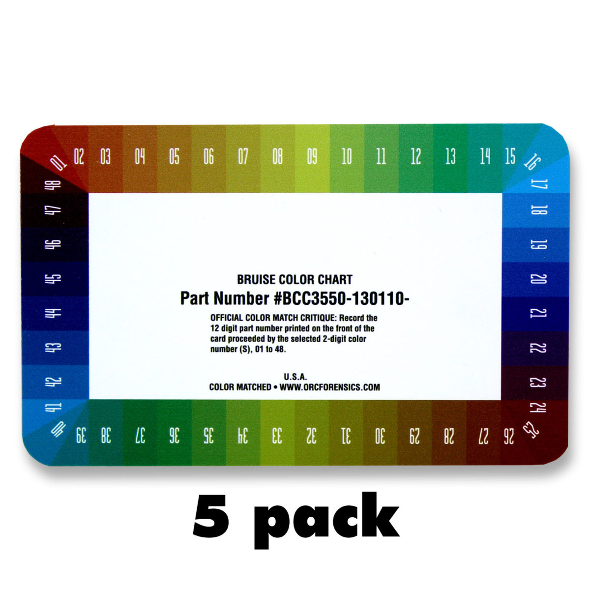 Large Bruise Color Charts – Dark Skin Tone – 5 Pack – Oregon Rule Co.